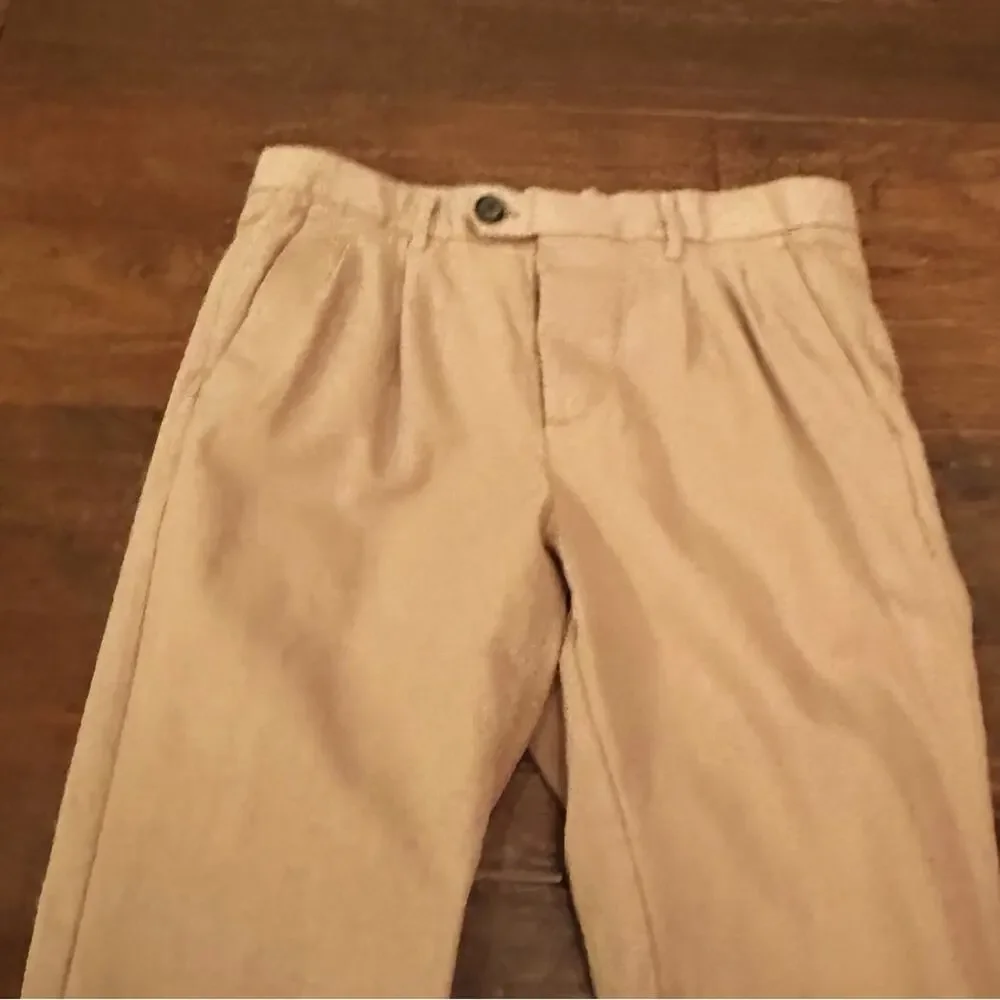 All Saints Mens Pants Tan Trouser Hidden Buttonfly Wool Blend Slacks Size 28 Tan